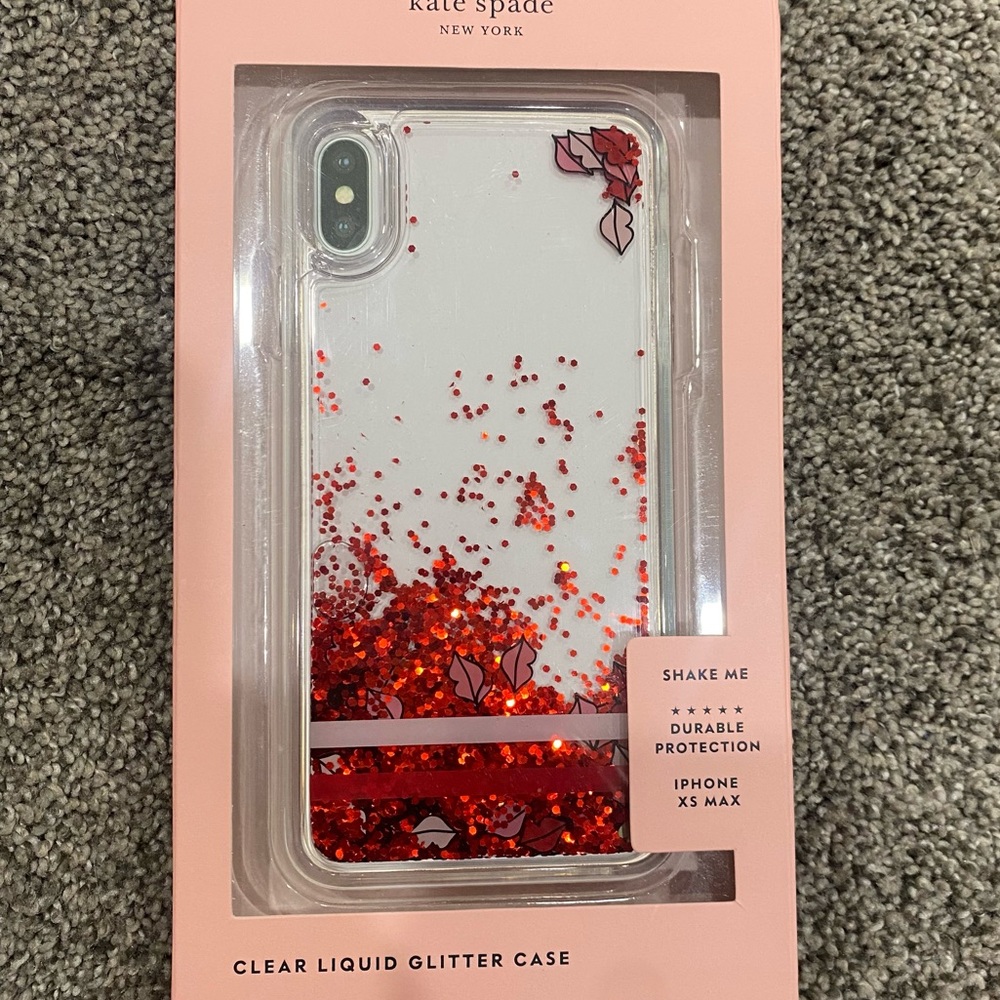 Kate spade iPhone case, iPhone XS Max, clear liquid glitter case